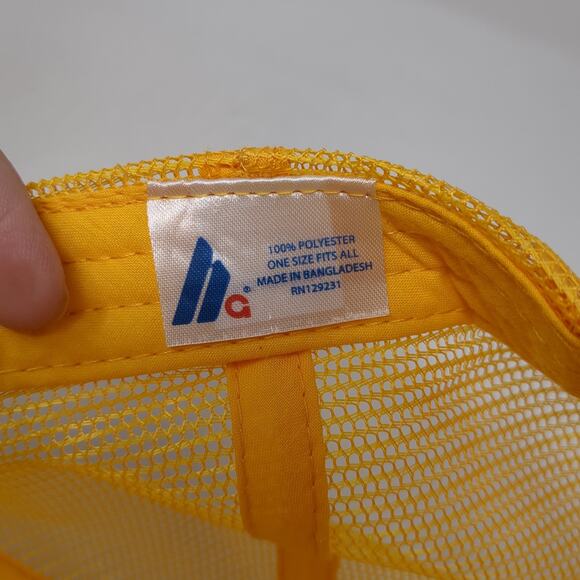 Ha Snapback Trucker Hat Yellow One Size Adjustable Lightweight Rope Mesh Back - Picture 9 of 9